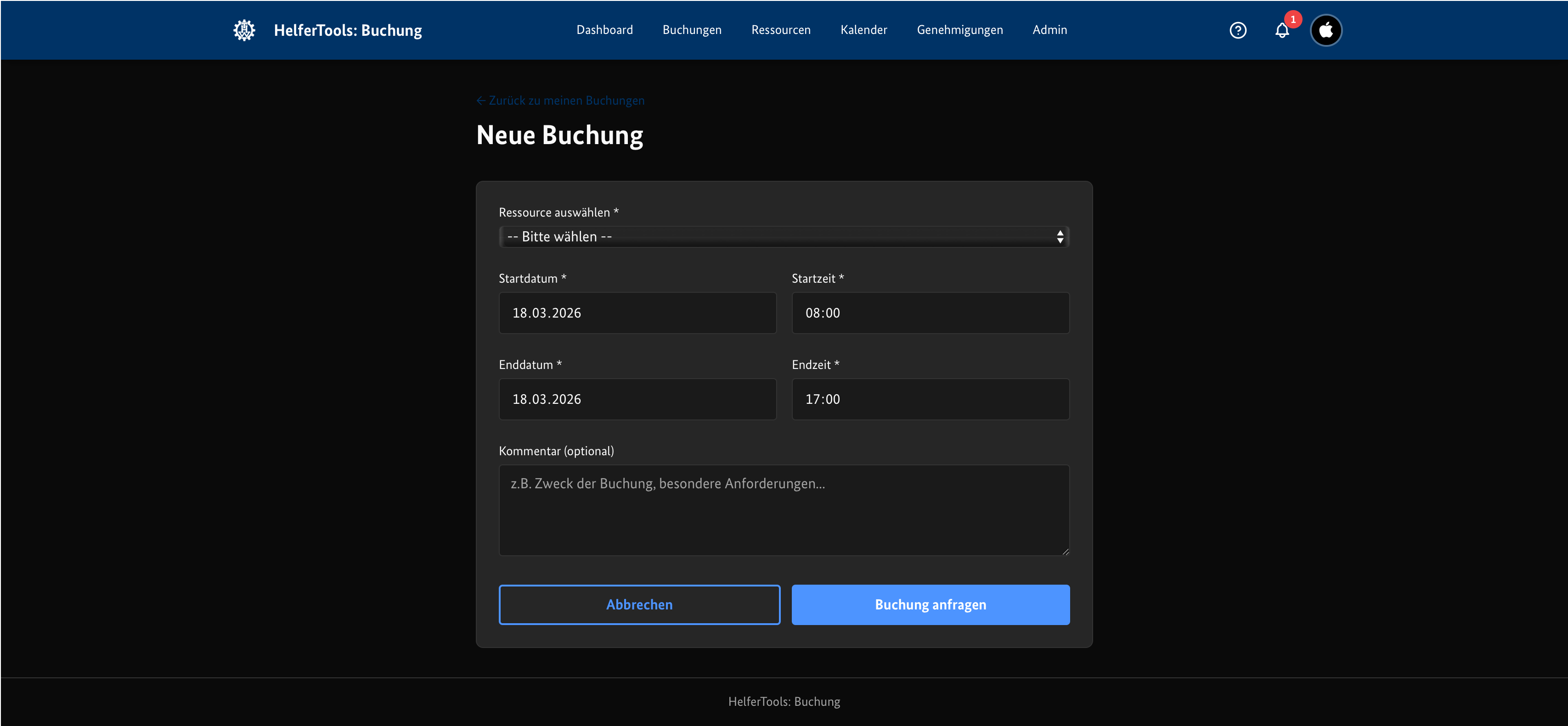 Neue Buchung